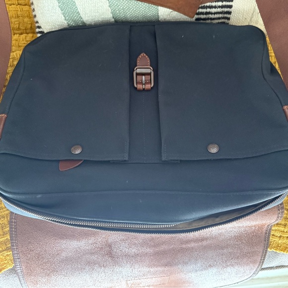 Classic Brown and Black Leather Messenger Bag